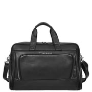 Real Leather Travel Holdall Mid Size Weekend Carry on Overnight Bag A008 Black