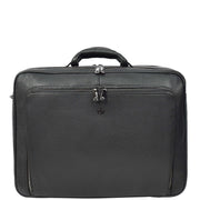 Genuine Leather Briefcase Style Large Multi-Pocket Business Travel Work Office Bag A512 Black