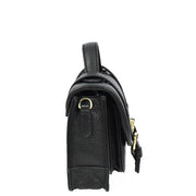 Leather Mini Crossbody Handbag For Womens, Top Handle Satchel Purse with Gold Hardware Trinket