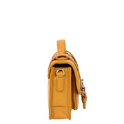 Leather Mini Crossbody Handbag For Womens, Top Handle Satchel Purse with Gold Hardware Trinket