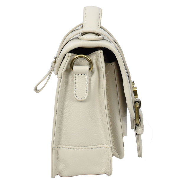 Woman's Leather Crossbody Satchel Handbag, Top Handle Purse with Gold Hardware Fallon