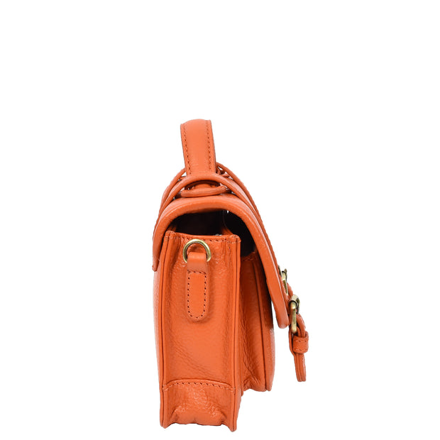 Leather Mini Crossbody Handbag For Womens, Top Handle Satchel Purse with Gold Hardware Trinket