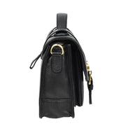Woman's Leather Crossbody Satchel Handbag, Top Handle Purse with Gold Hardware Fallon