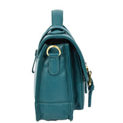 Woman's Leather Crossbody Satchel Handbag, Top Handle Purse with Gold Hardware Fallon