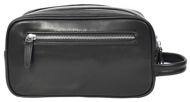 Genuine Leather Toiletry Travel Wash Bag Shaving Dopp Kit Organiser Pouch Ditty Black