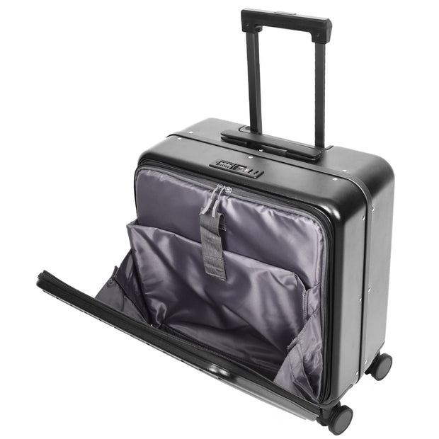 Pilot Case Hard PC Laptop Bag 4 Wheels Business Travel Luggage Scoot Black-5