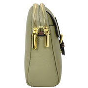 Leather Crossbody Bag, Women's Small Organiser Pouch, Multiple Pockets, Adjustable Shoulder Strap Miley Mint Green