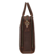 Real Leather Briefcase Multi Pockets Laptop Carrier Business Office Bag AG5A Rust Brown