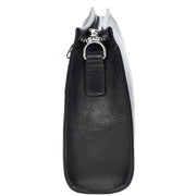 Mens Leather Wrist Clutch Bag Travel Organiser with Detachable Long Strap Murse Black