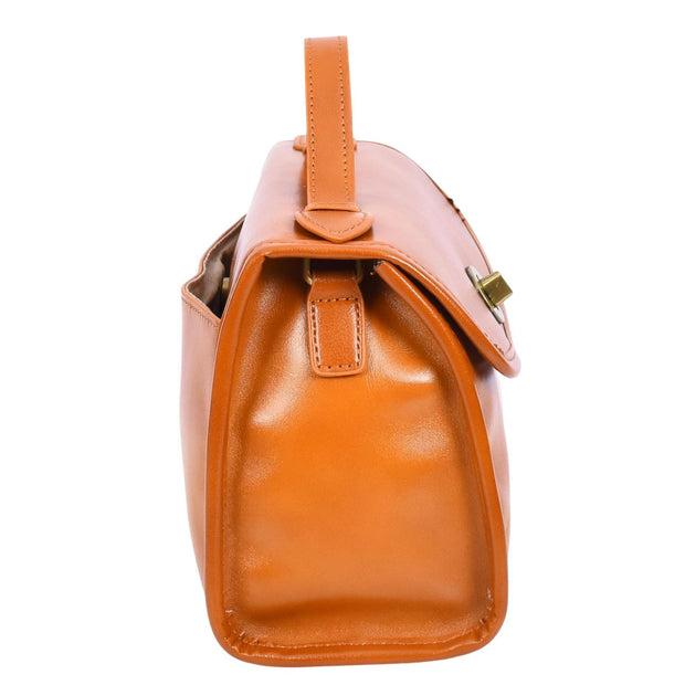 Womens Smooth Leather Crossbody Bag Casual Outgoing Top Handle Handbag A029 Tan-4