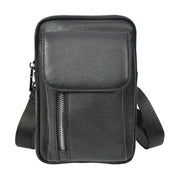 Mens Real Leather Small Wrist Bag Travel Mobile Sling Bag Organiser Pouch AB101 Black