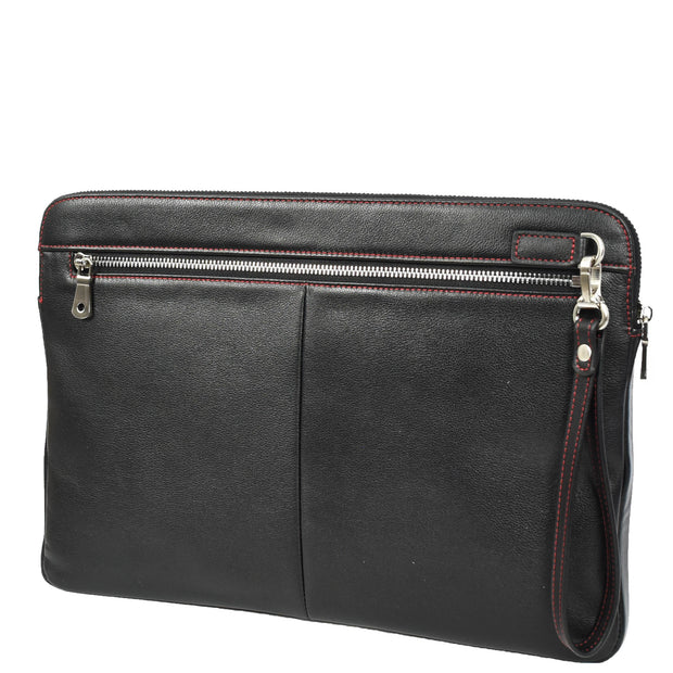 Real Leather Slim Laptop Sleeves Case 15inch Document Folder Organiser Folio Bag A1041 Black