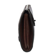 Real Leather Mens Wrist Organiser Zip Top Business Travel Clutch Bag Caba Brown