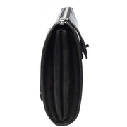 Real Leather Mens Wrist Organiser Zip Top Business Travel Clutch Bag Caba Black