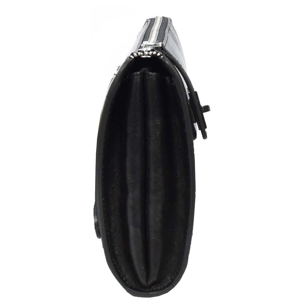Real Leather Mens Wrist Organiser Zip Top Business Travel Clutch Bag Caba Black