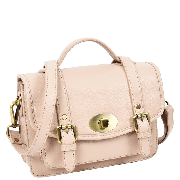 Woman's Leather Crossbody Satchel Handbag, Top Handle Purse with Gold Hardware Fallon