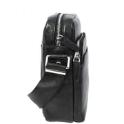 Mens Real Leather Cross Body Bag Small Size Messenger Business Travel Organiser Pouch Baggi Black