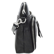 Womens Leather Crossbody Bag Multi-Pocket Shoulder Handbag Slim Sling Messenger June Black