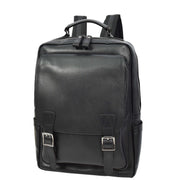 Premium Leather Backpack for Mens Hiking Travelling Casual Daypack A185 Black