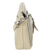 Womens Leather Crossbody Bag Multi-Pocket Shoulder Handbag Slim Sling Messenger June Taupe