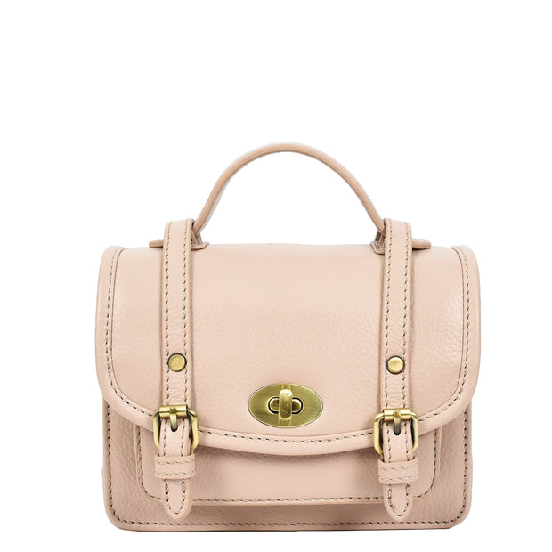 Leather Mini Crossbody Handbag For Womens, Top Handle Satchel Purse with Gold Hardware Trinket