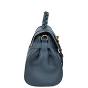 Womens Leather Handbag Top Handle Satchel with Braided Handle Casual Fashion Bag Swag Navy