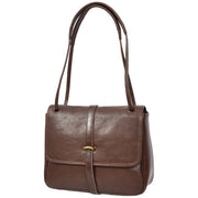 Ladies Leather Handbag 2-in-1 Shoulder Crossbody Bag Classic Organiser with Multiple Pockets Hilda Coffee