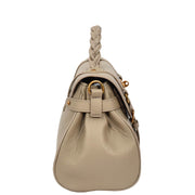 Womens Leather Handbag Top Handle Satchel with Braided Handle Casual Fashion Bag Swag Beige