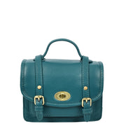 Leather Mini Crossbody Handbag For Womens, Top Handle Satchel Purse with Gold Hardware Trinket