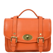 Woman's Leather Crossbody Satchel Handbag, Top Handle Purse with Gold Hardware Fallon