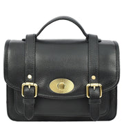 Woman's Leather Crossbody Satchel Handbag, Top Handle Purse with Gold Hardware Fallon