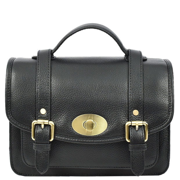 Woman's Leather Crossbody Satchel Handbag, Top Handle Purse with Gold Hardware Fallon