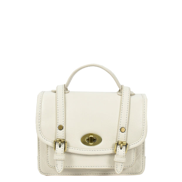 Leather Mini Crossbody Handbag For Womens, Top Handle Satchel Purse with Gold Hardware Trinket