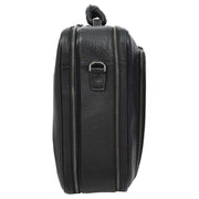 Genuine Leather Briefcase Style Large Multi-Pocket Business Travel Work Office Bag A512 Black
