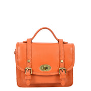 Leather Mini Crossbody Handbag For Womens, Top Handle Satchel Purse with Gold Hardware Trinket