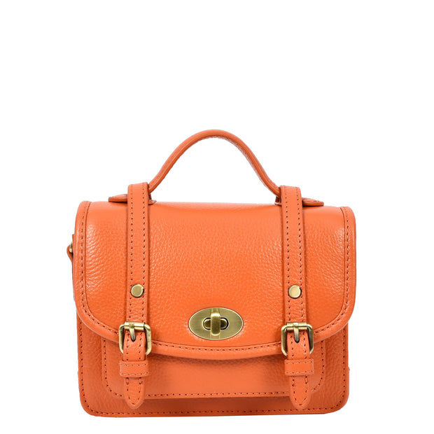 Leather Mini Crossbody Handbag For Womens, Top Handle Satchel Purse with Gold Hardware Trinket
