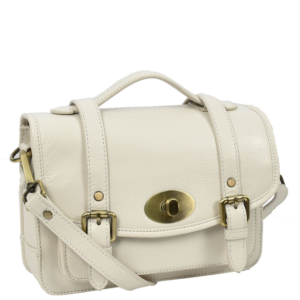 Woman's Leather Crossbody Satchel Handbag, Top Handle Purse with Gold Hardware Fallon