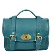 Woman's Leather Crossbody Satchel Handbag, Top Handle Purse with Gold Hardware Fallon