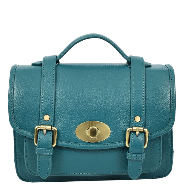 Woman's Leather Crossbody Satchel Handbag, Top Handle Purse with Gold Hardware Fallon