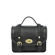 Leather Mini Crossbody Handbag For Womens, Top Handle Satchel Purse with Gold Hardware Trinket