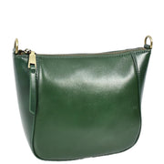 Womens Genuine Leather Cross Body Bag Small Zip Top Sling Handbag Liv Green