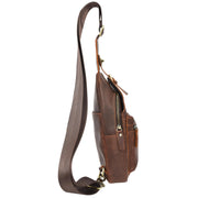 Trendy Real Leather Crossbody Bag Chest Pack Sling Bag Travel organiser for Men A095 Rust Brown