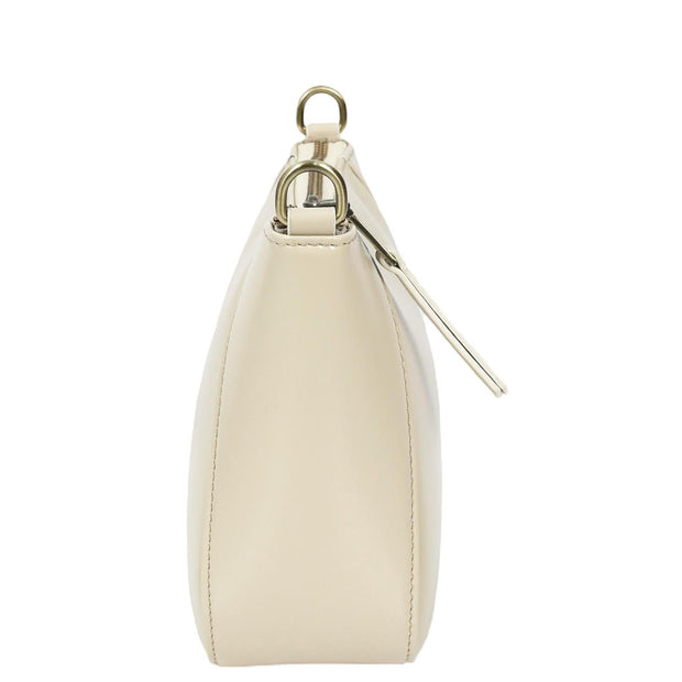 Womens Genuine Leather Cross Body Bag Small Zip Top Sling Handbag Liv White