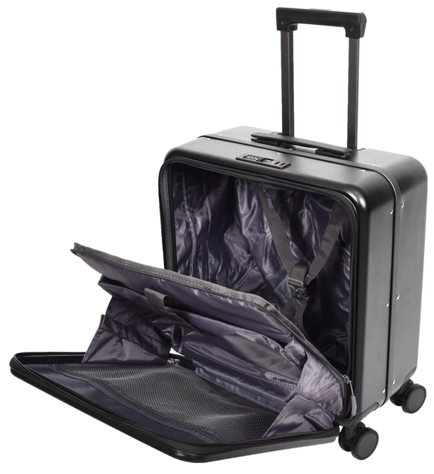 Pilot Case Hard PC Laptop Bag 4 Wheels Business Travel Luggage Scoot Black-6
