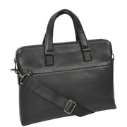 Real Leather Laptop Briefcase For Business Work Crossbody Style Bag A977 Black