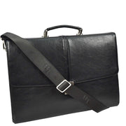 Real Leather For Mens Business Briefcase Large Multi-Compartment Laptop Bag A954 Black