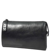Real Leather Mens Wrist Organiser Zip Top Business Travel Clutch Bag Caba Black