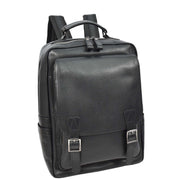 Premium Leather Backpack for Mens Hiking Travelling Casual Daypack A185 Black