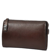 Real Leather Mens Wrist Organiser Zip Top Business Travel Clutch Bag Caba Brown