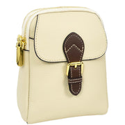 Leather Crossbody Bag, Women's Small Organiser Pouch, Multiple Pockets, Adjustable Shoulder Strap Miley Ivory